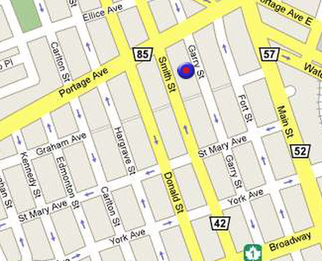 Map of Aqua Books Used Bookstore in downtown Winnipeg